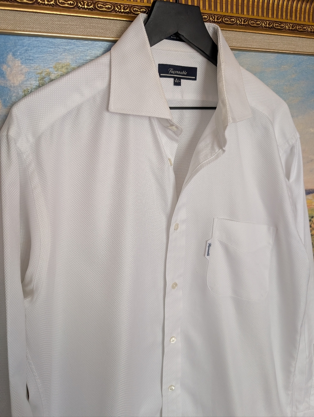 Faconnable White Textured Shirt with Subtle Pattern